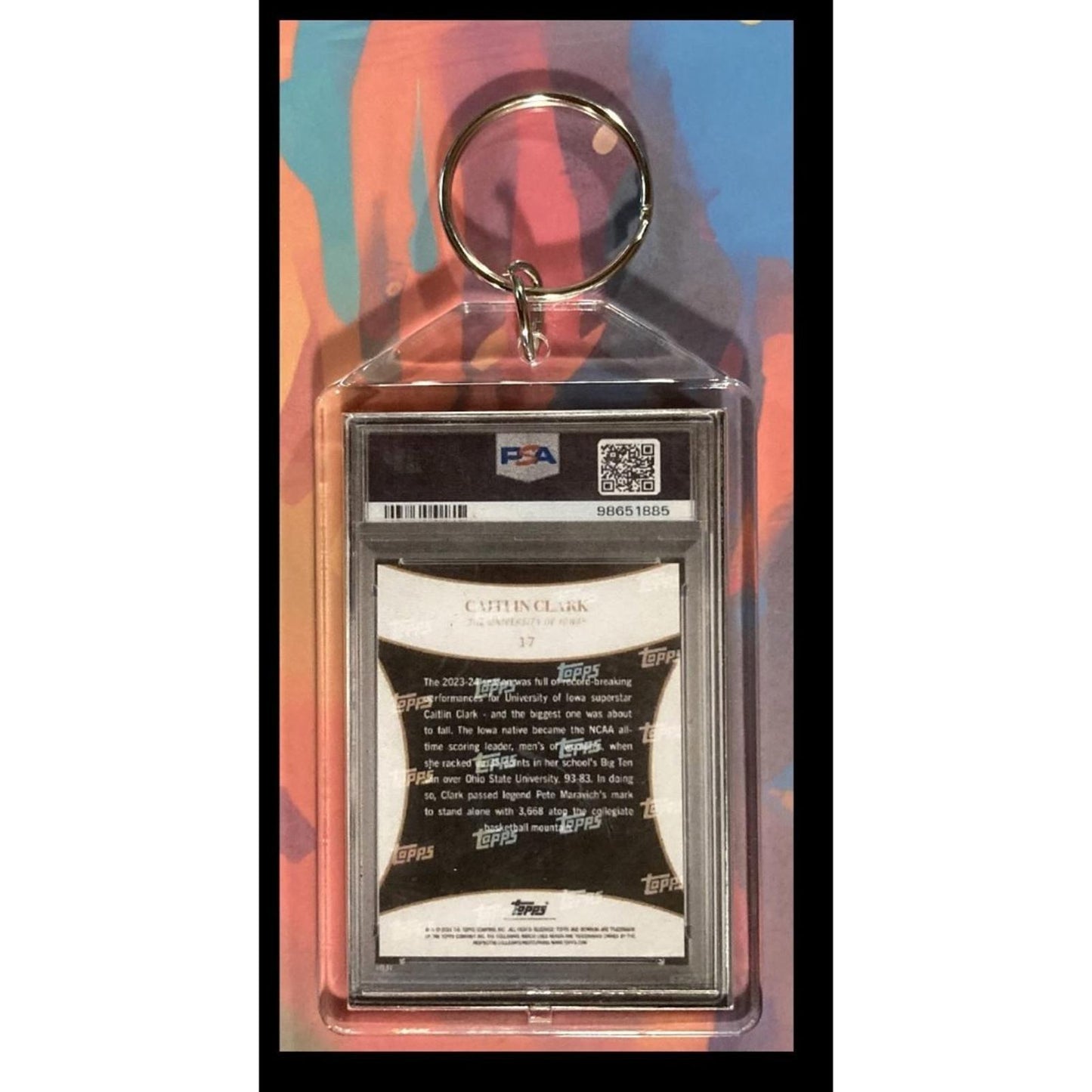 0018 Caitlin Clark 2024 Bowman U Cracked Ice Custom Made Keychain