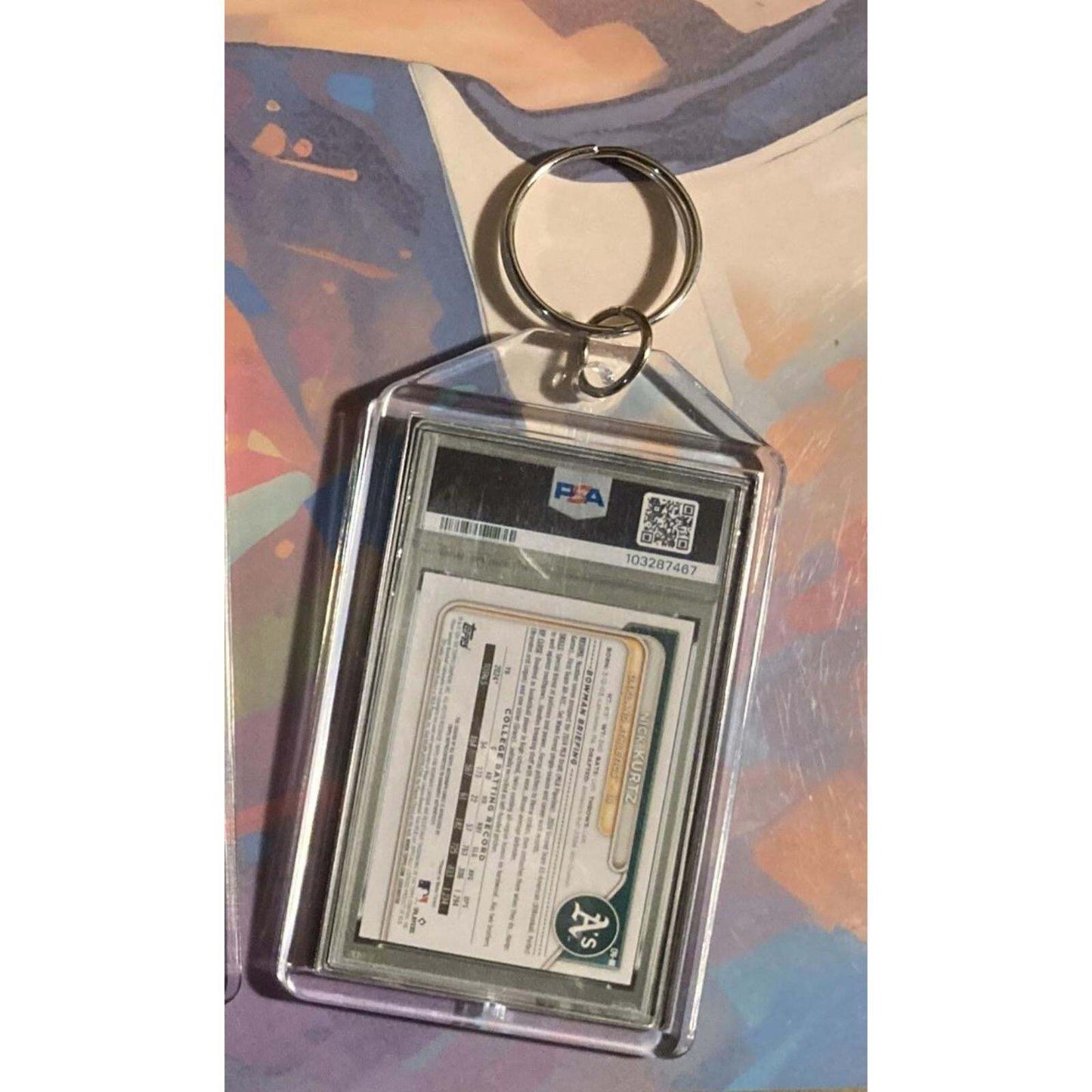 3204 Nick Kurtz 2024 Bowman Draft Chrome Blue Auto Custom Made Novelty Keychain BBL KYC