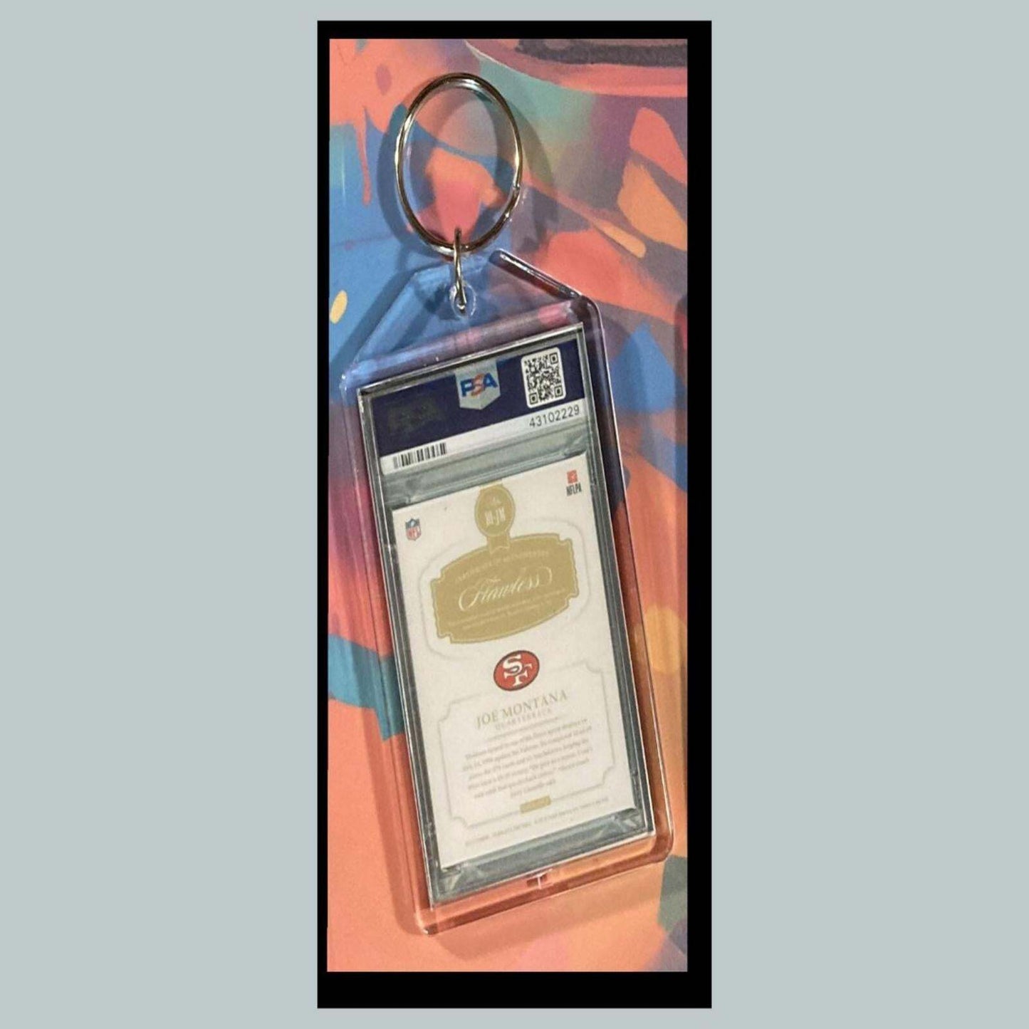 3377 Joe Montana 2017 Panini Flawless Distinguished Patch Auto Custom Keychain FBL