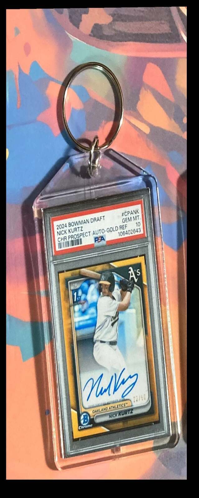 3209 Nick Kurtz 2024 Bowman Draft Chrome Gold Auto Keychain BBL KYC