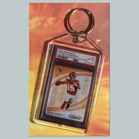 3605 Patrick Mahomes 2024 Panini Prizm Gold Downtown Custom Keychain FBL