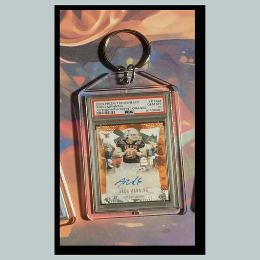 3498 Arch Manning 2023 Panini Throwback Orange Auto Custom Hand Made Keychain FBL