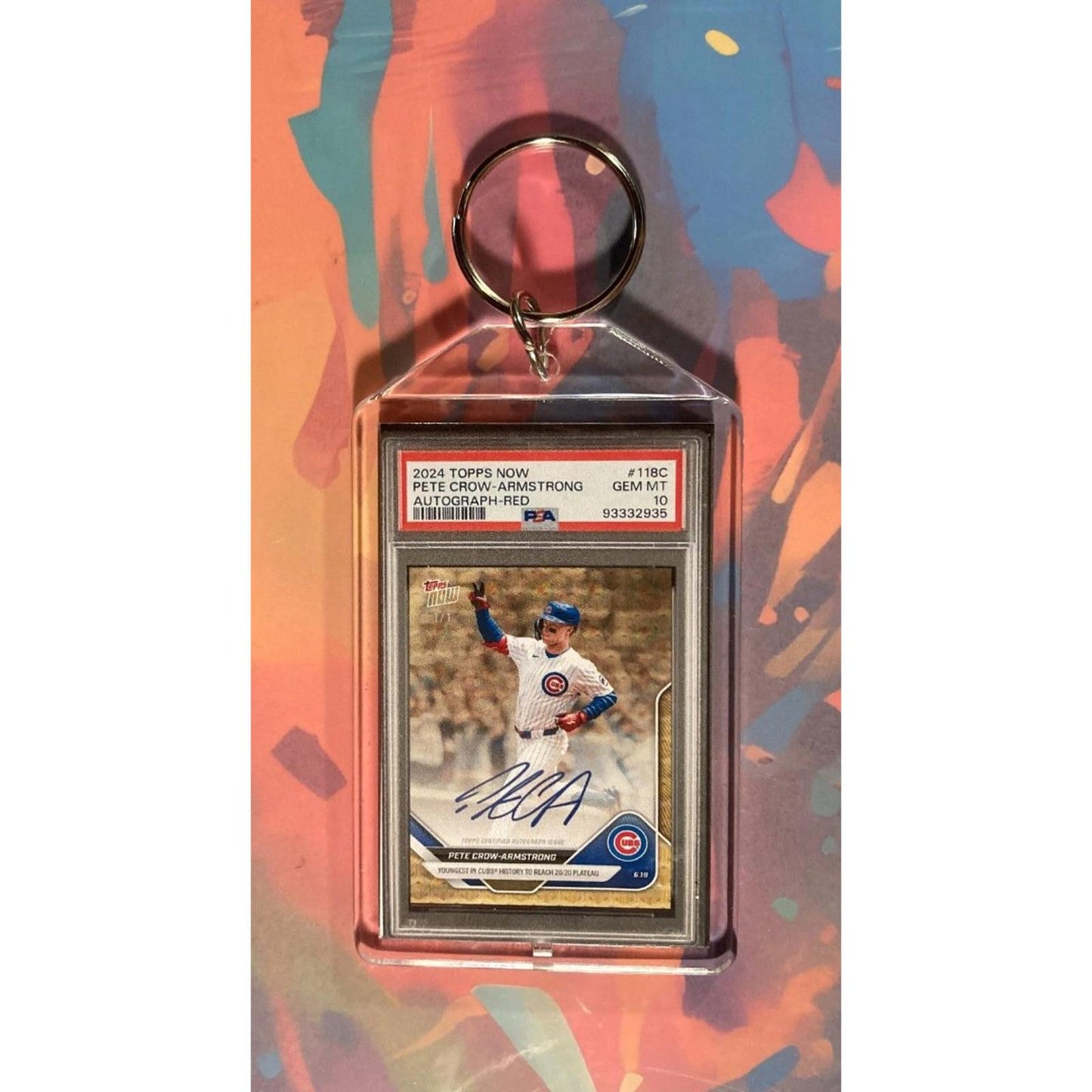 0072 Pete Crow-Armstrong 2024 Topps Now Auto Custom Hand Made Novelty Keychain