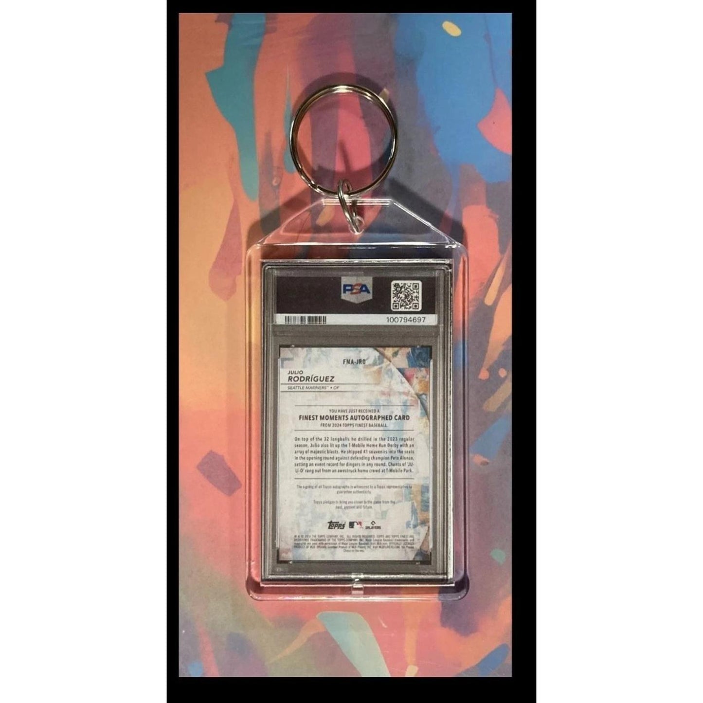 0085 Julio Rodriguez 2024 Topps Finest SuperFractor Auto Novelty Keychain