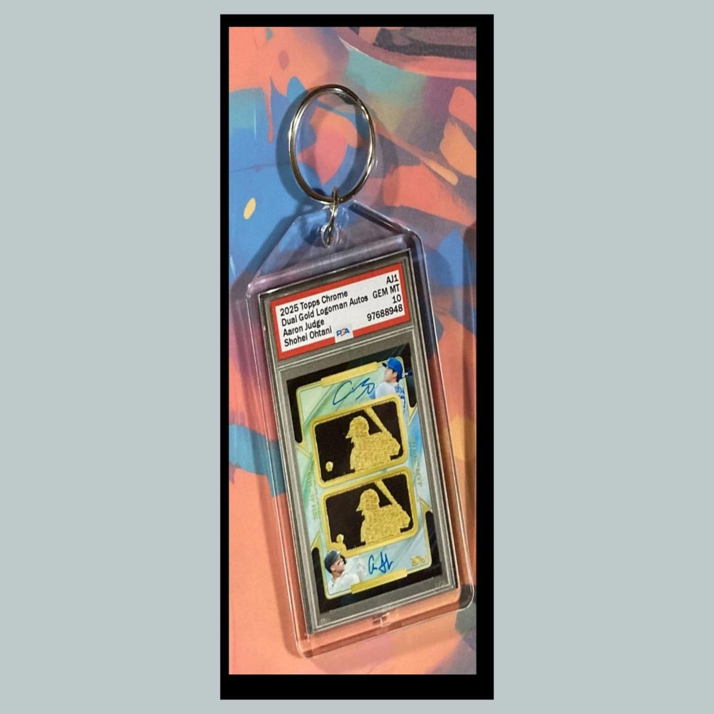 0409 Aaron Judge/Shohei Ohtani 2025 Chrome Gold Logoman Dual Autos Keychain Gift