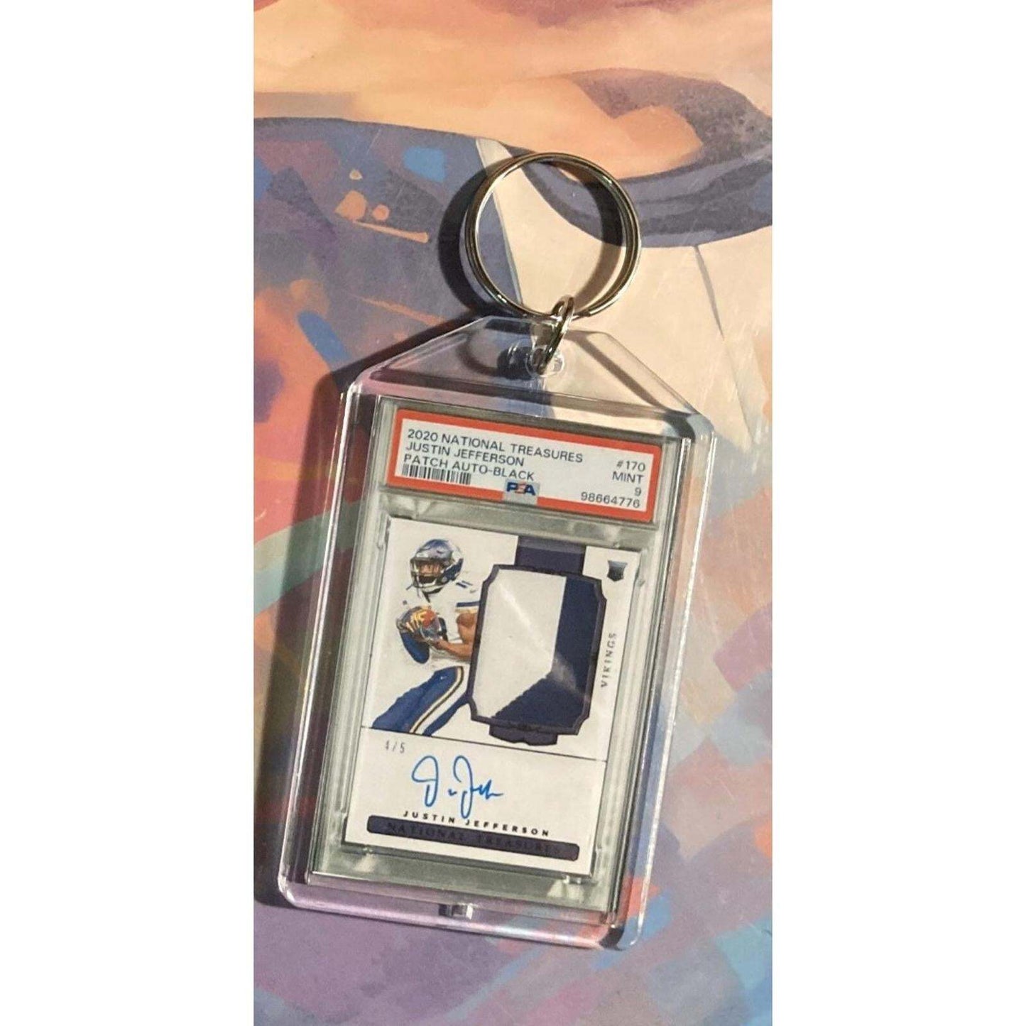 3274Justin Jefferson 2020 Panini National Tresures Patch Auto Novelty Keychain FBL