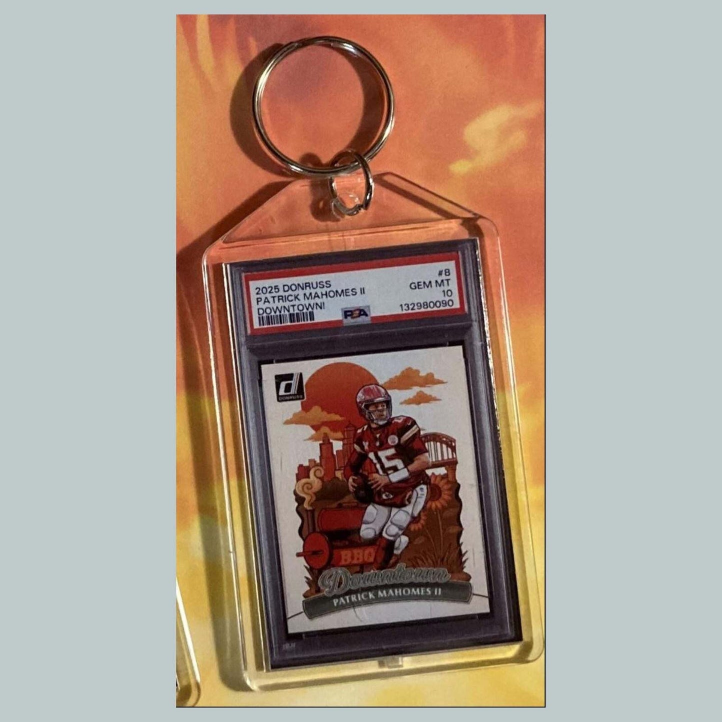 3601 Patrick Mahomes 2025 Panini Donruss Downtown Custom Keychain FBL