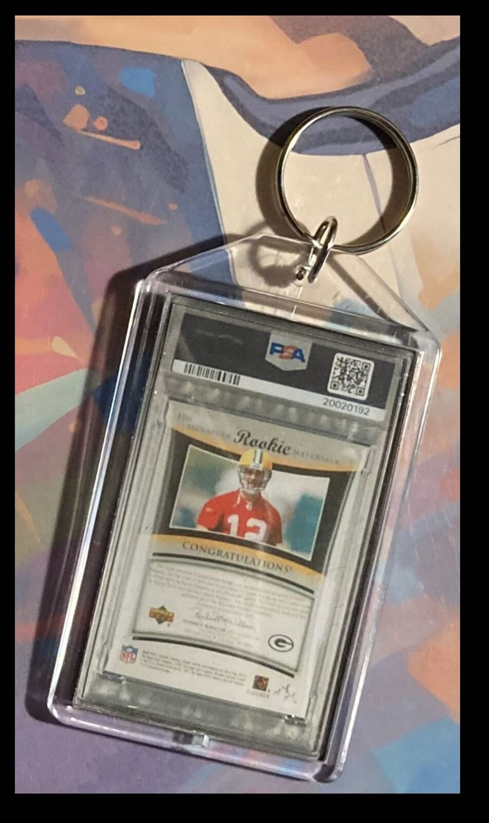 3239 Aaron Rodgers 2005 UD Exquisite Collection Patch Auto Custom Made Keychain FBL
