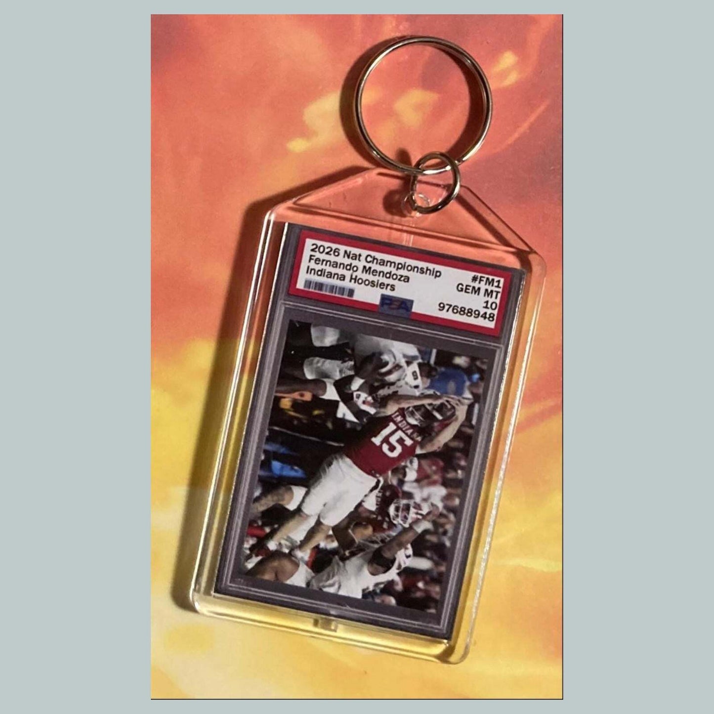 3738 Fernando Mendoza 2026 Nat Championship Mockup Custom Hand Made Keychain FBL