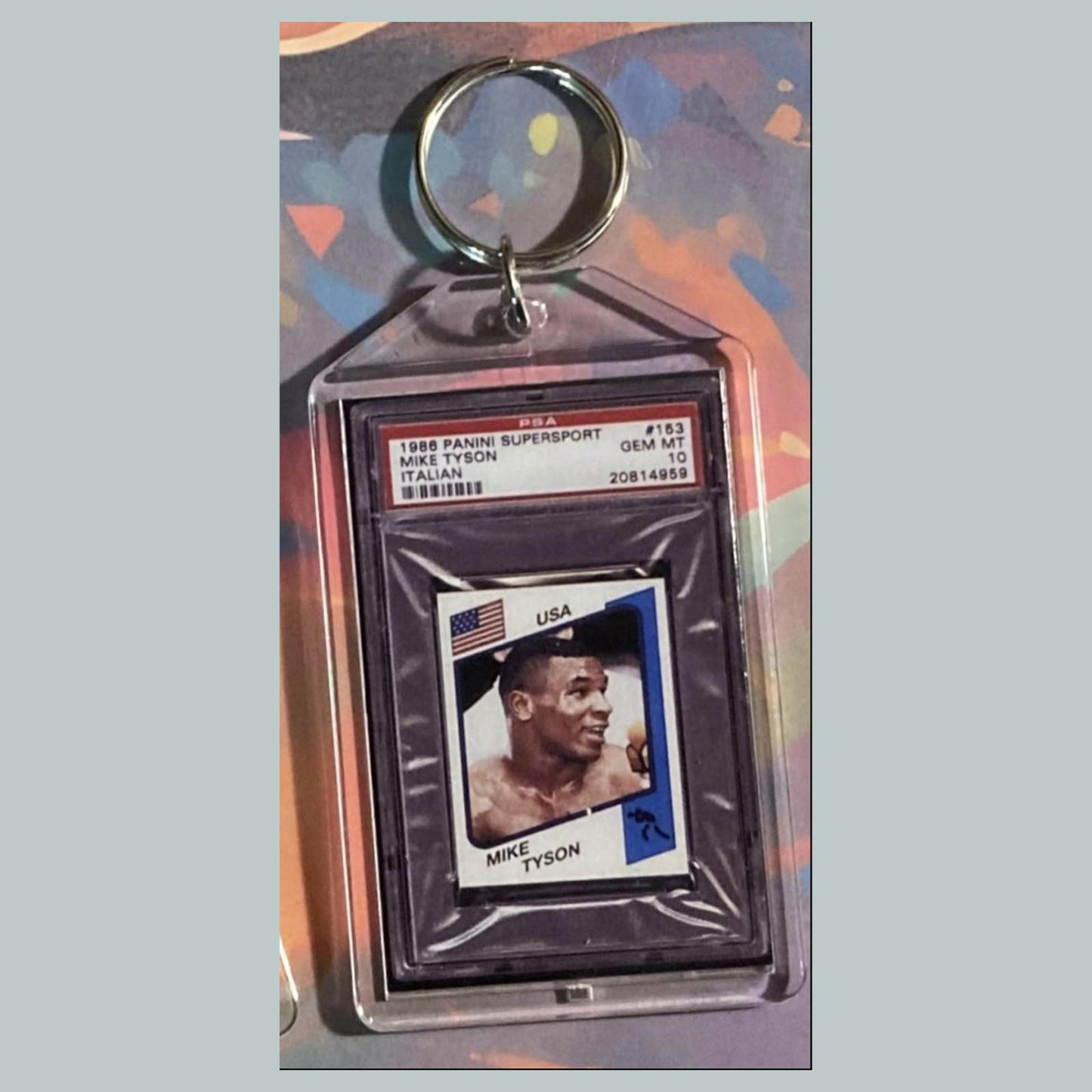 0585 1986 Panini Supersport Mike Tyson Rookie Italian Version Custom Keychain