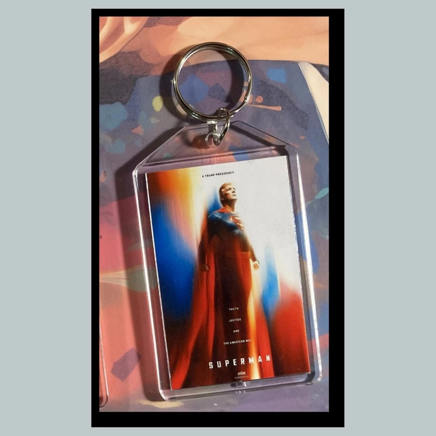 0319 Trump Superman Custom Hand Made Keychain-Makes A Great Gift