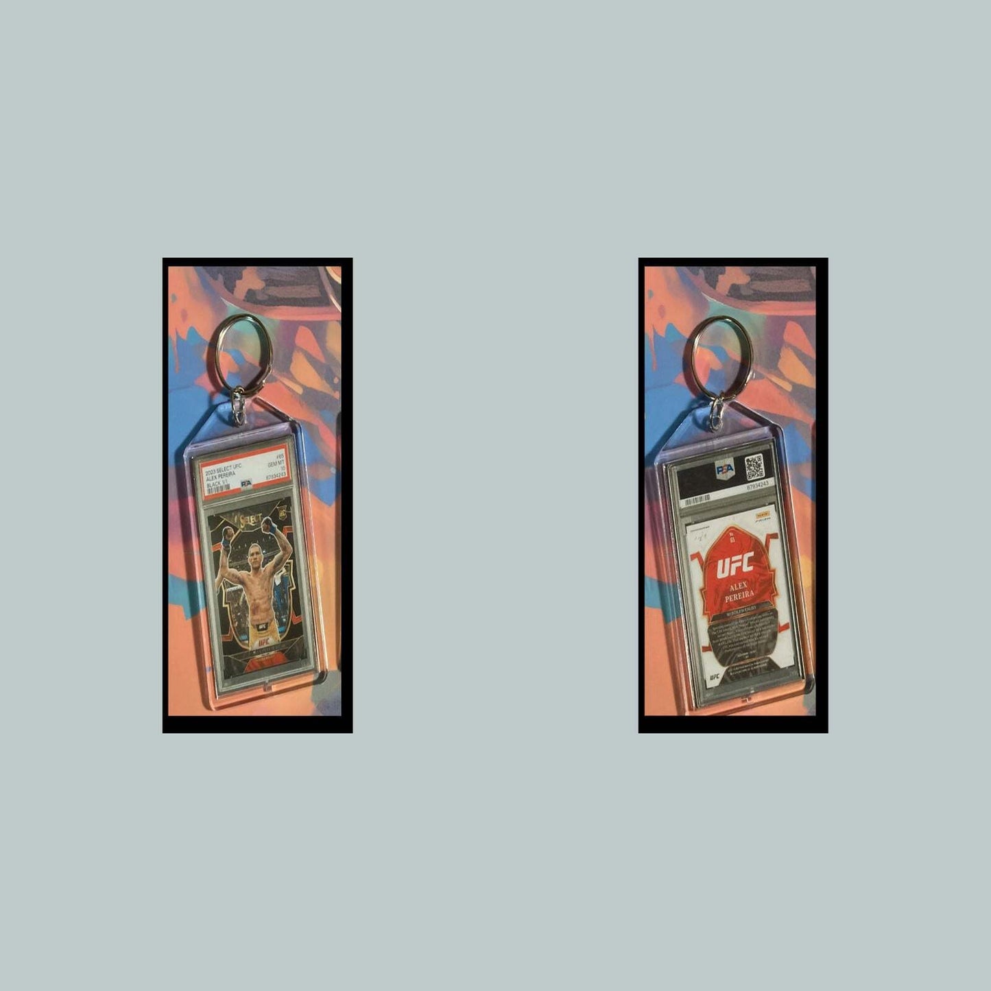 3453 Alex Pereira 2023 Panini Select Black 1/1 Custom Hand Made Keychain - Gift MSC KYC