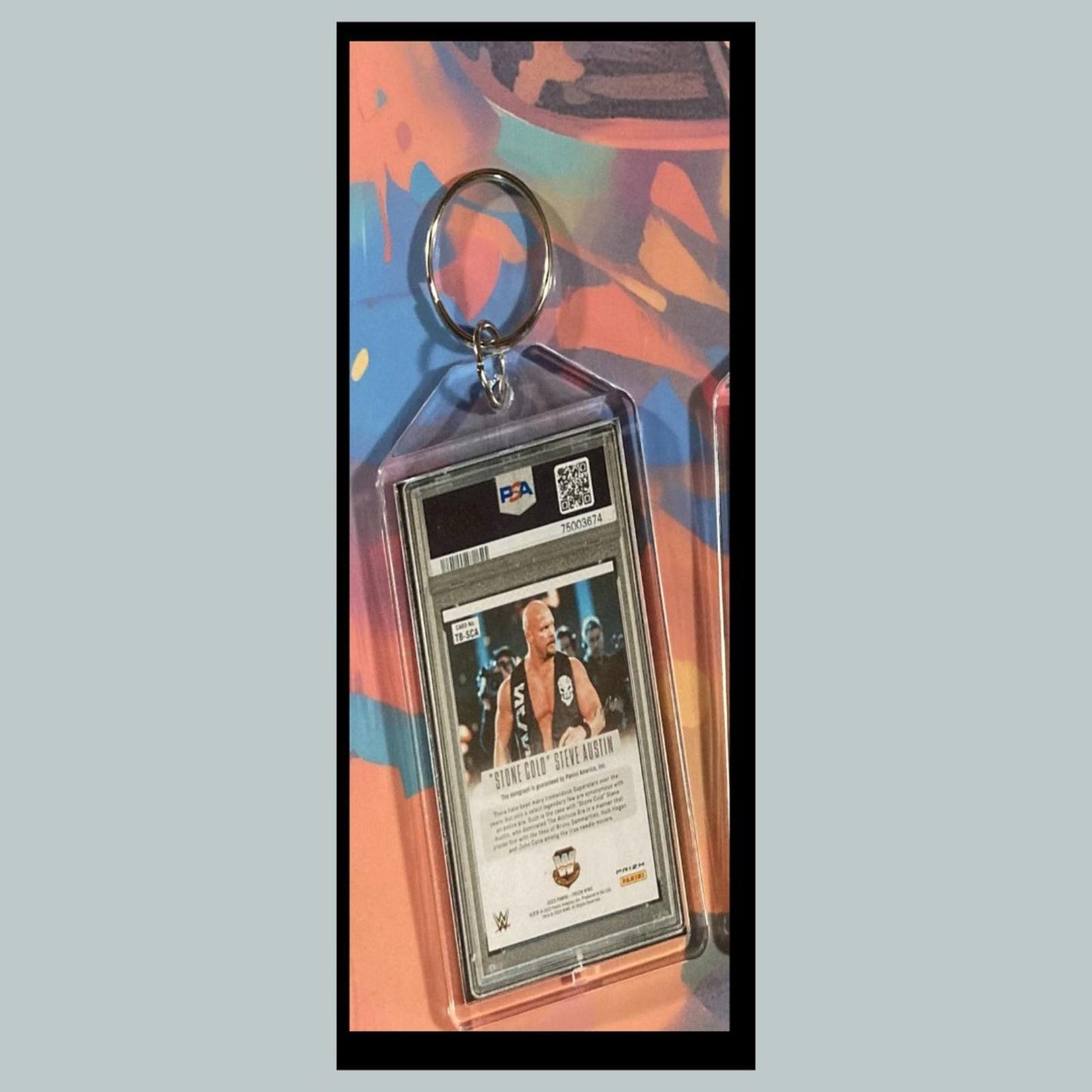 0406 Steve Austin 2023 Panini Prizm Throwback Black Auto Custom Made Keychain
