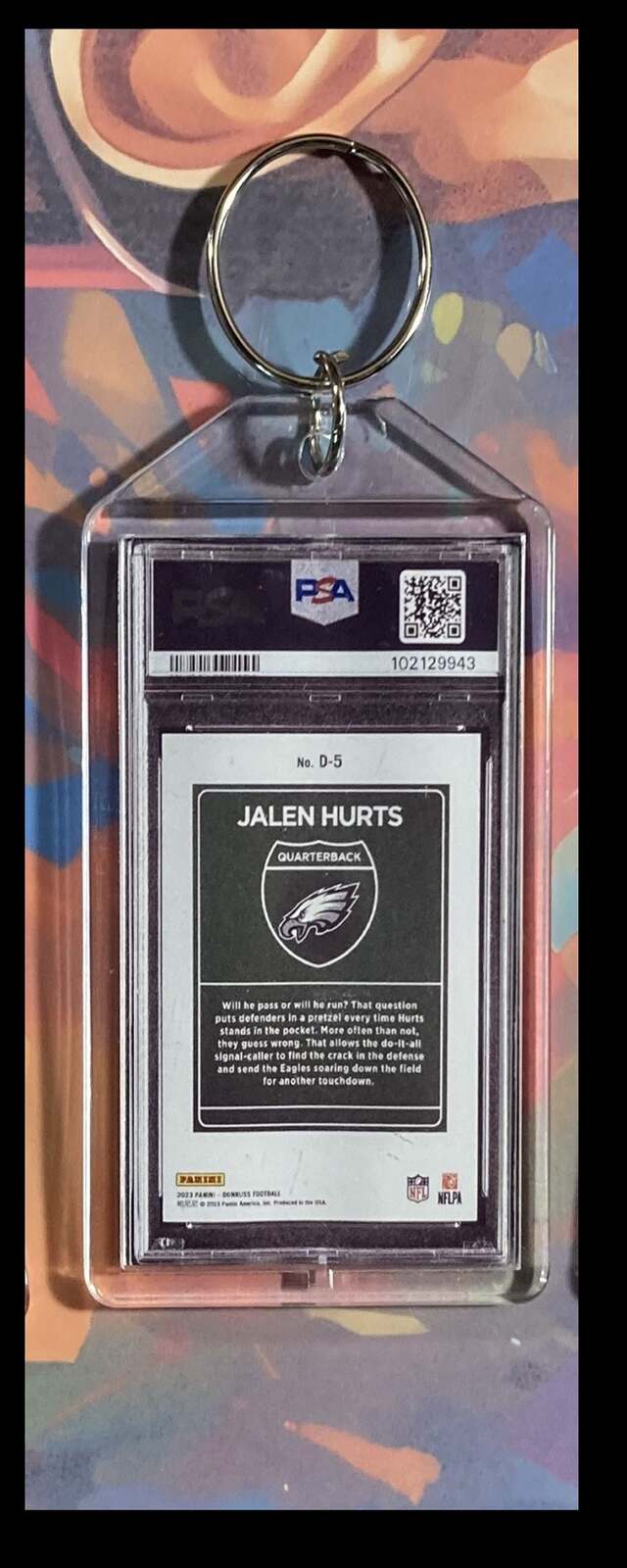 3108 Jalen Hurts 2023 Donruss Downtown Custom Keychain-Great Gift FBL