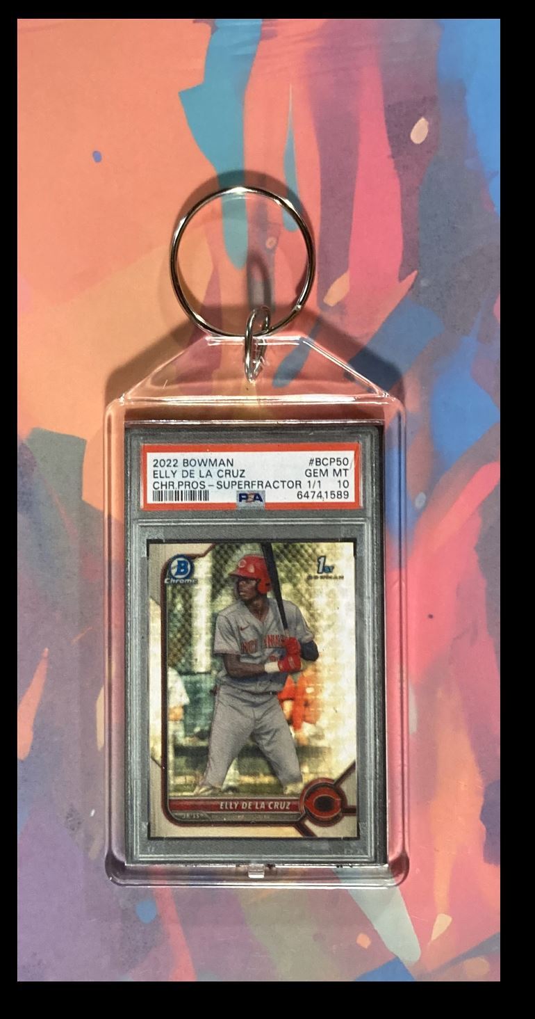 3058 Elly De La Cruz 2022 Bowman Chrome Superfractor PSA Style Keychain-Gift BBL KYC