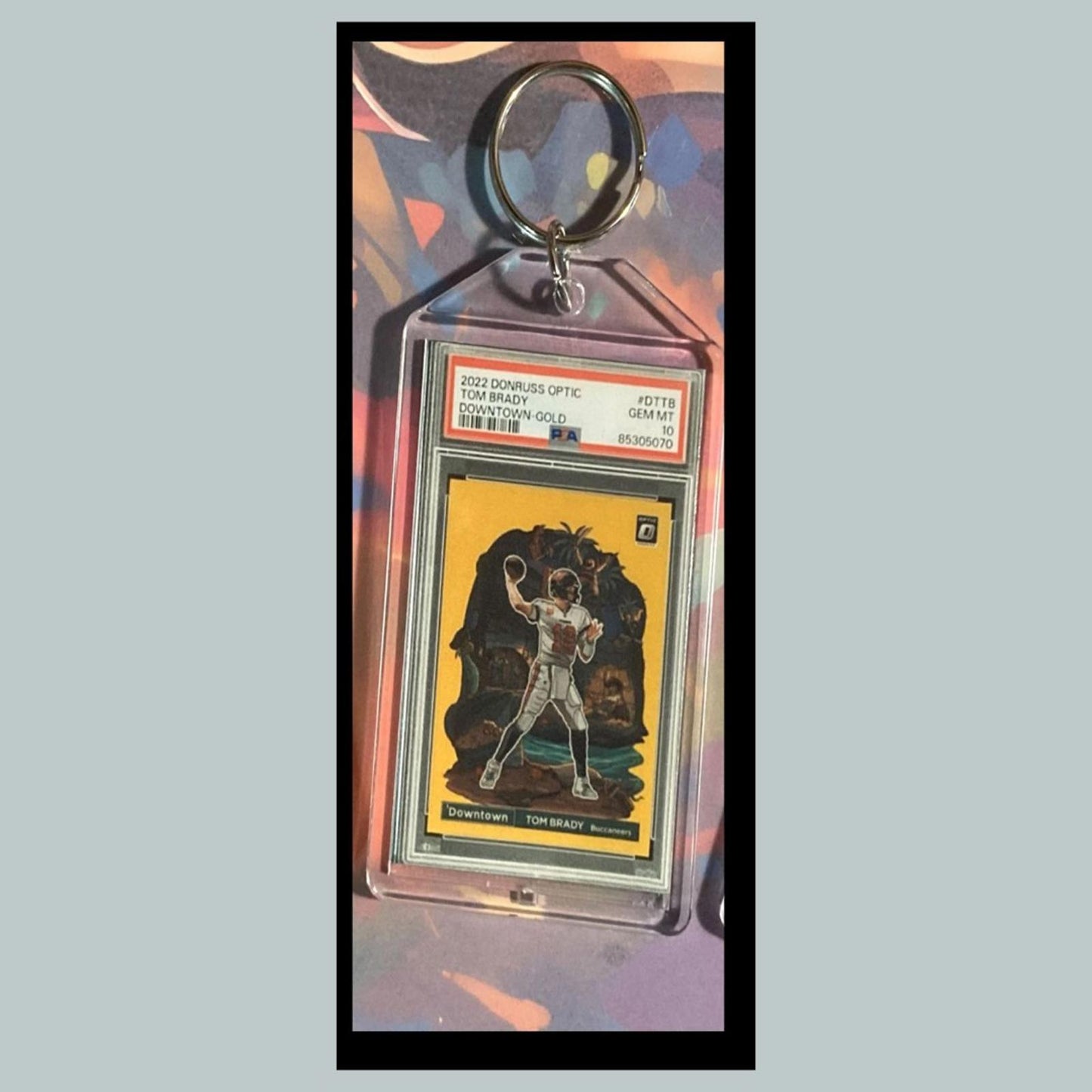 0459 Tom Brady 2022 Panini Donruss Optic Downtown Gold Custom Keychain - Gift