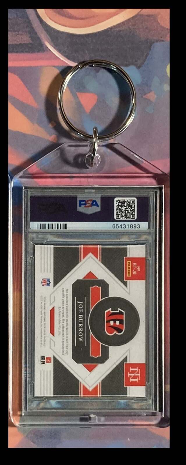 3166 Joe Burrow 2020 Panini Nat Trea Rookie Shield Auto Custom Keychain - Gift FBL