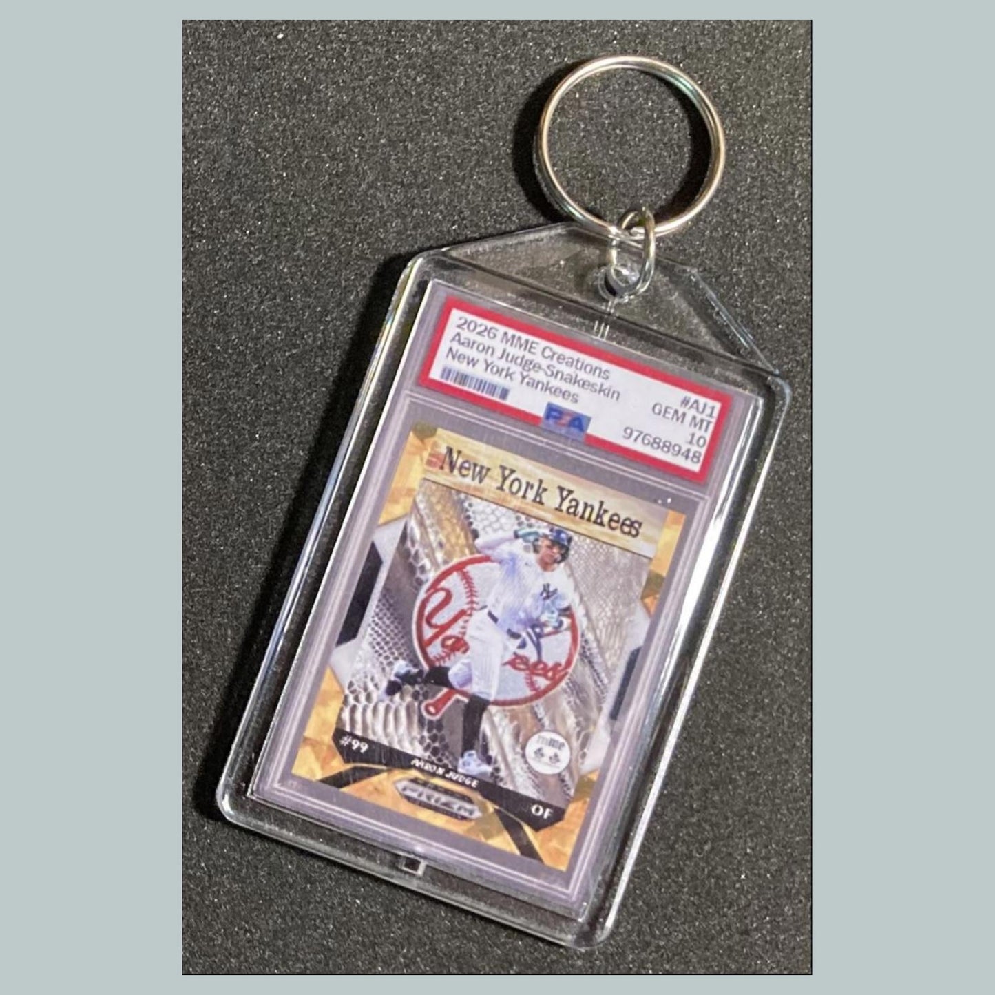 0836 egduJ noraA Gold Snakeskin Mockup Custom Hand Made Keychain