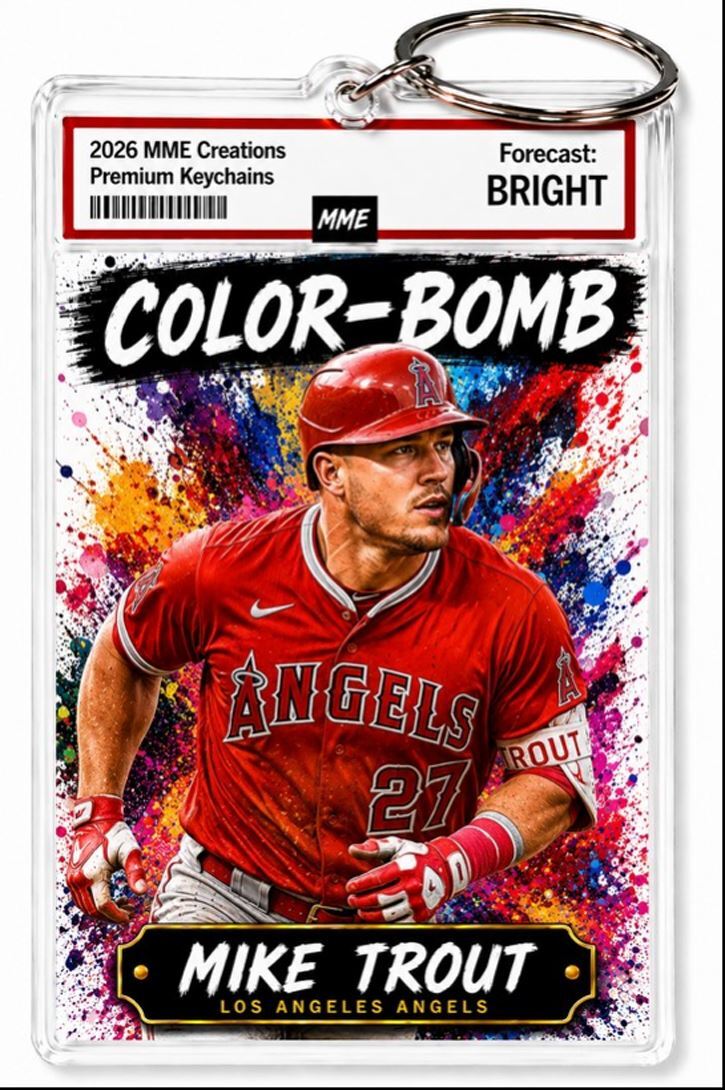 3815 Mike Trout Keychain | Color-Bomb | Custom Photo Keychain | With Nameplate BBL KYC