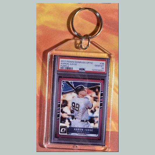 3598 Aaron Judge 2017 Panini Donruss Rated Rookie Purple Keychain BBL KYC