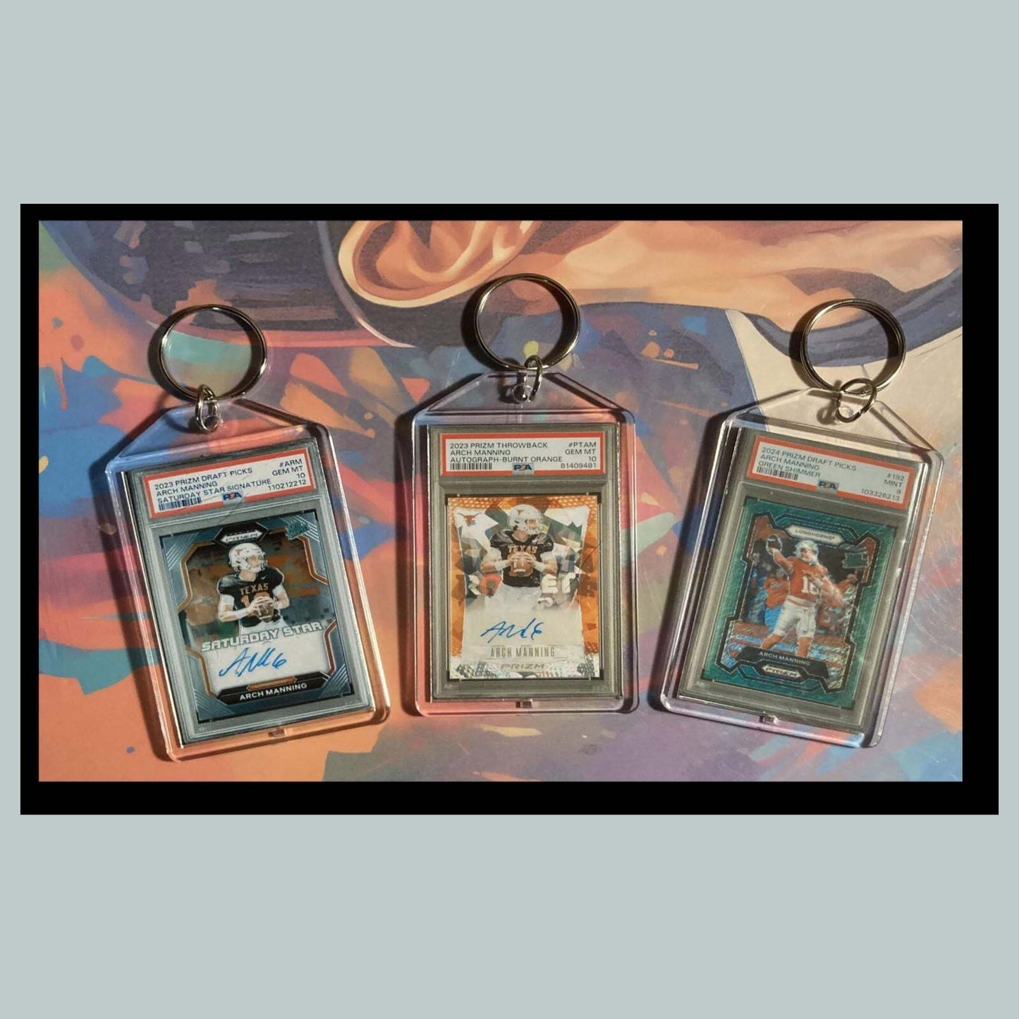 3470B Arch Manning 3 Pack Bundle -3 Different Custom Novelty Keychain Great Gift FBL