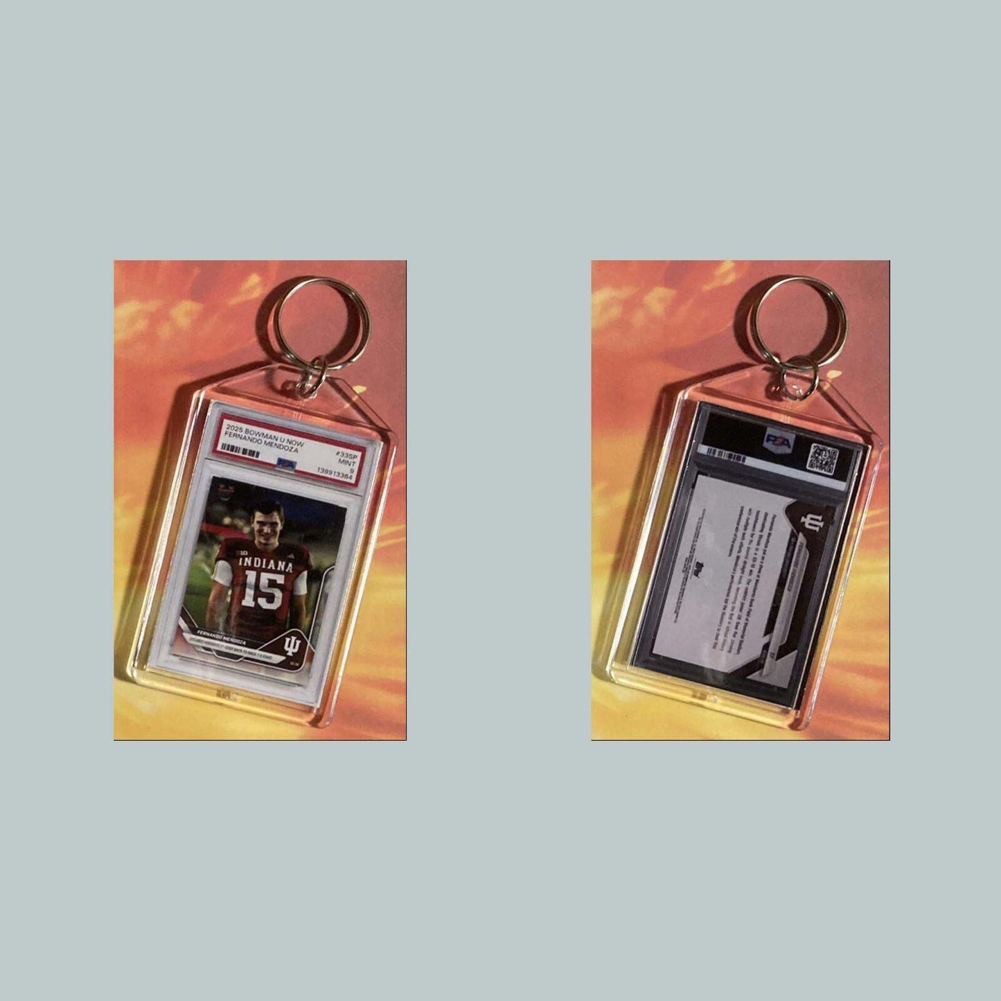 3725 Fernando Mendoza 2025 Bowman U Custom Hand Made Keychain FBL