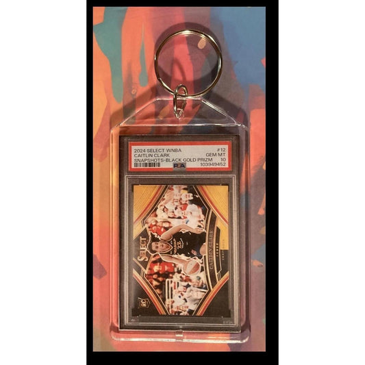 0015 Caitlin Clark 2024 Panini Select Black Gold Prizm Keychain