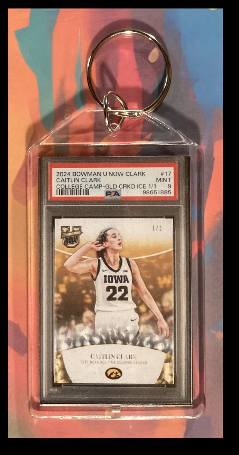 2975 Caitlin Clark 2024 Bowman U Cracked Ice Custom Made Keychain BKL KYC