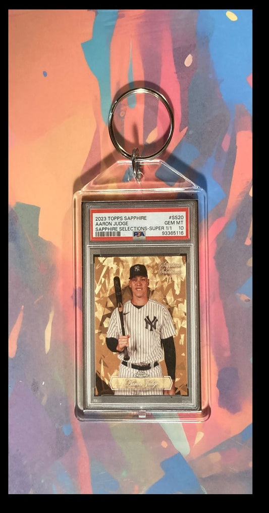 3047 Aaron Judge 2023 Topps Sapphire SuperFractor Custom Keychain BBL KYC