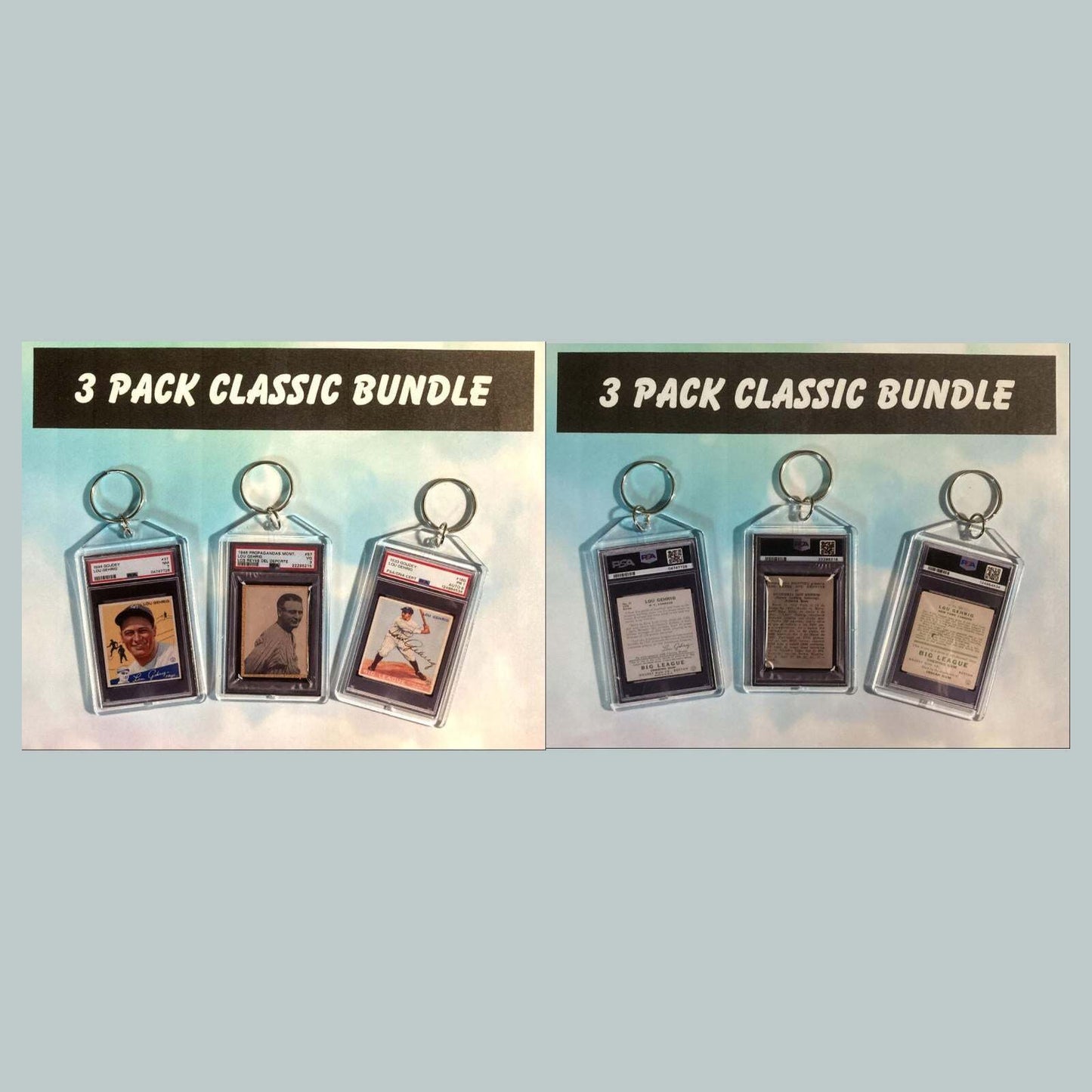 3636B Lou Gehrig 3 Pack Bundle Goudry Custom Hand Made Keychains BBL KYC