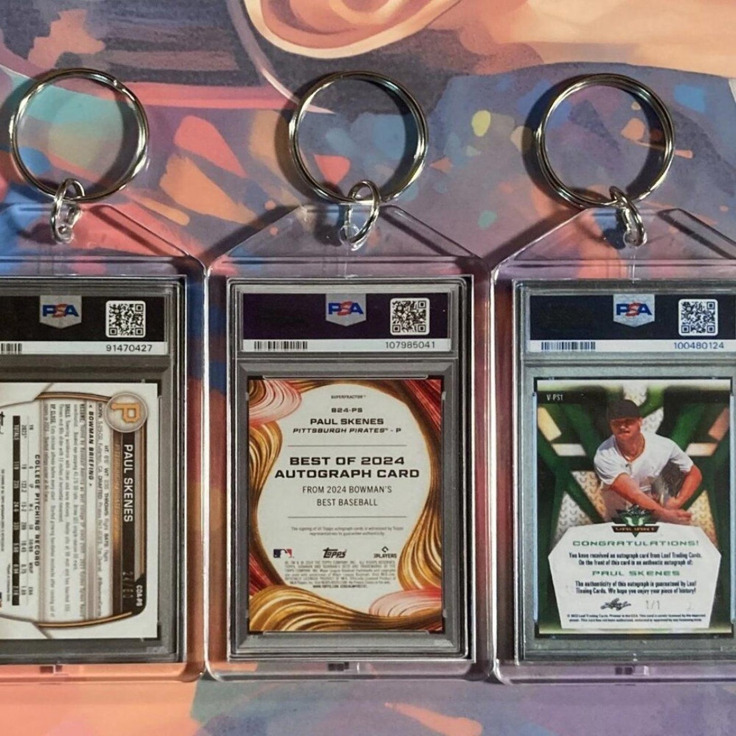 0185B Paul Skenes - 3 Pack Bundle-All SuperFractors Custom Novelty Keychains