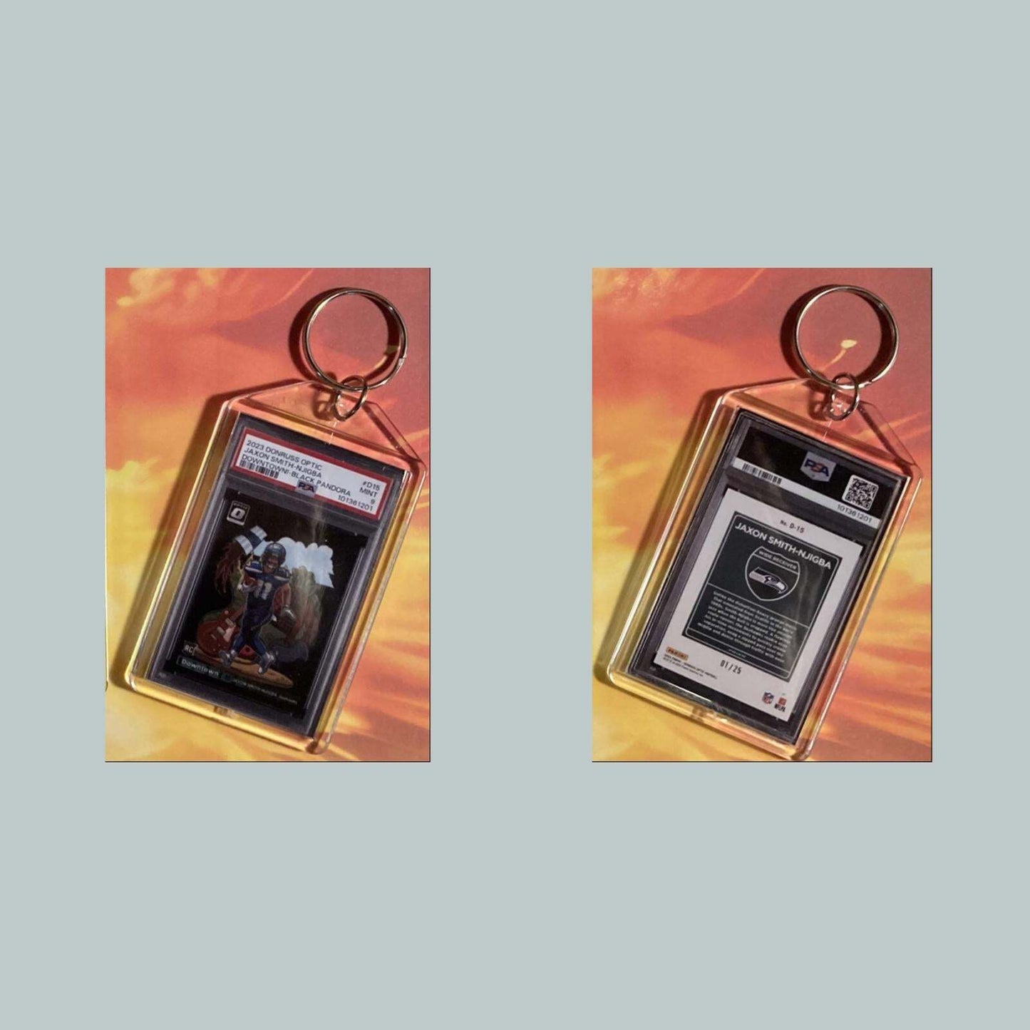 3772 Jaxon Smith-Njigba 2023 Pan/Donruss Optic Downtown Black Pandora Keychain FBL