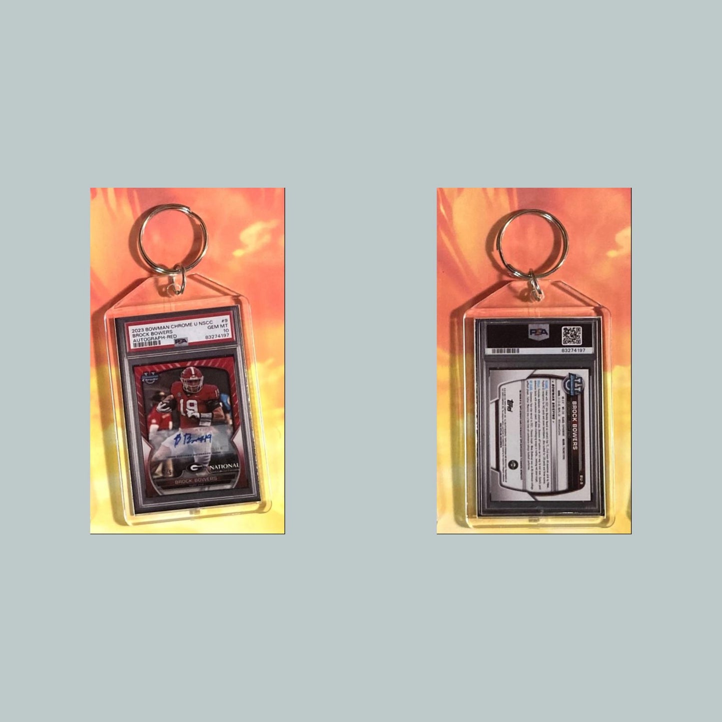 0739 Brock Bowers 2023 Bowman Chrome U Auto Custom Hand Made Keychain