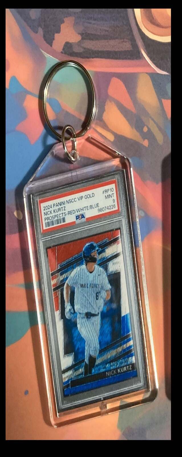3212 Nick Kurtz 2024 Panini VIP Gold RWB Custom Made Keychain-Great Gift BBL KYC