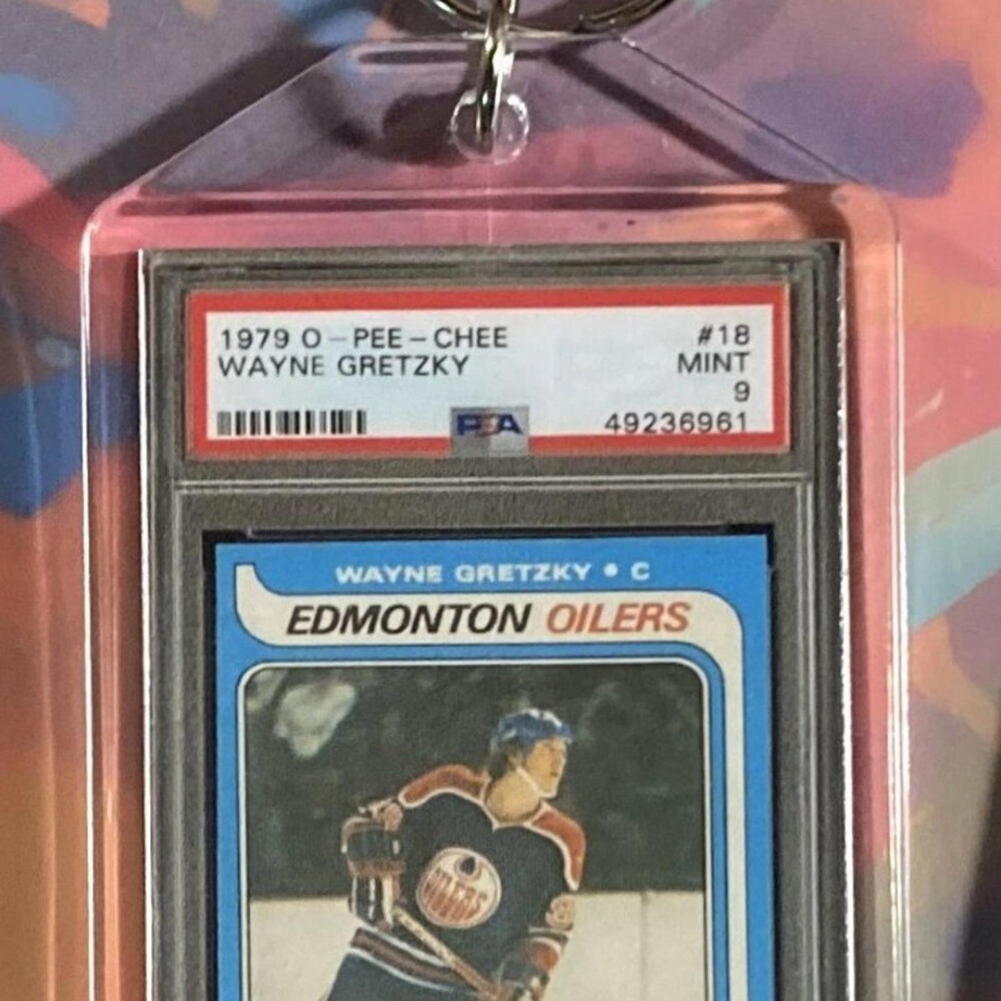 0216 Wayne Gretzky 1979 Topps O-Pee-Chee Rookie Custom Made Novelty Keychain