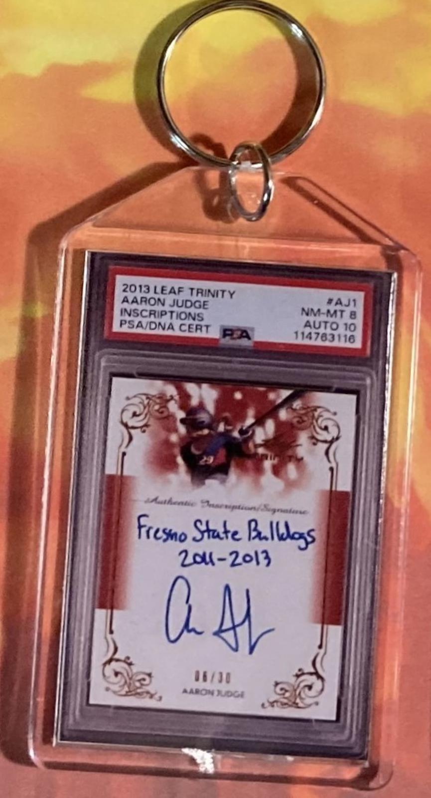 3593 Aaron Judge 2017 Leaf Inscriptions Auto Custom Made Keychain BBL KYC