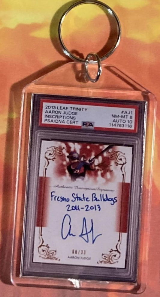 3593 Aaron Judge 2017 Leaf Inscriptions Auto Custom Made Keychain BBL KYC