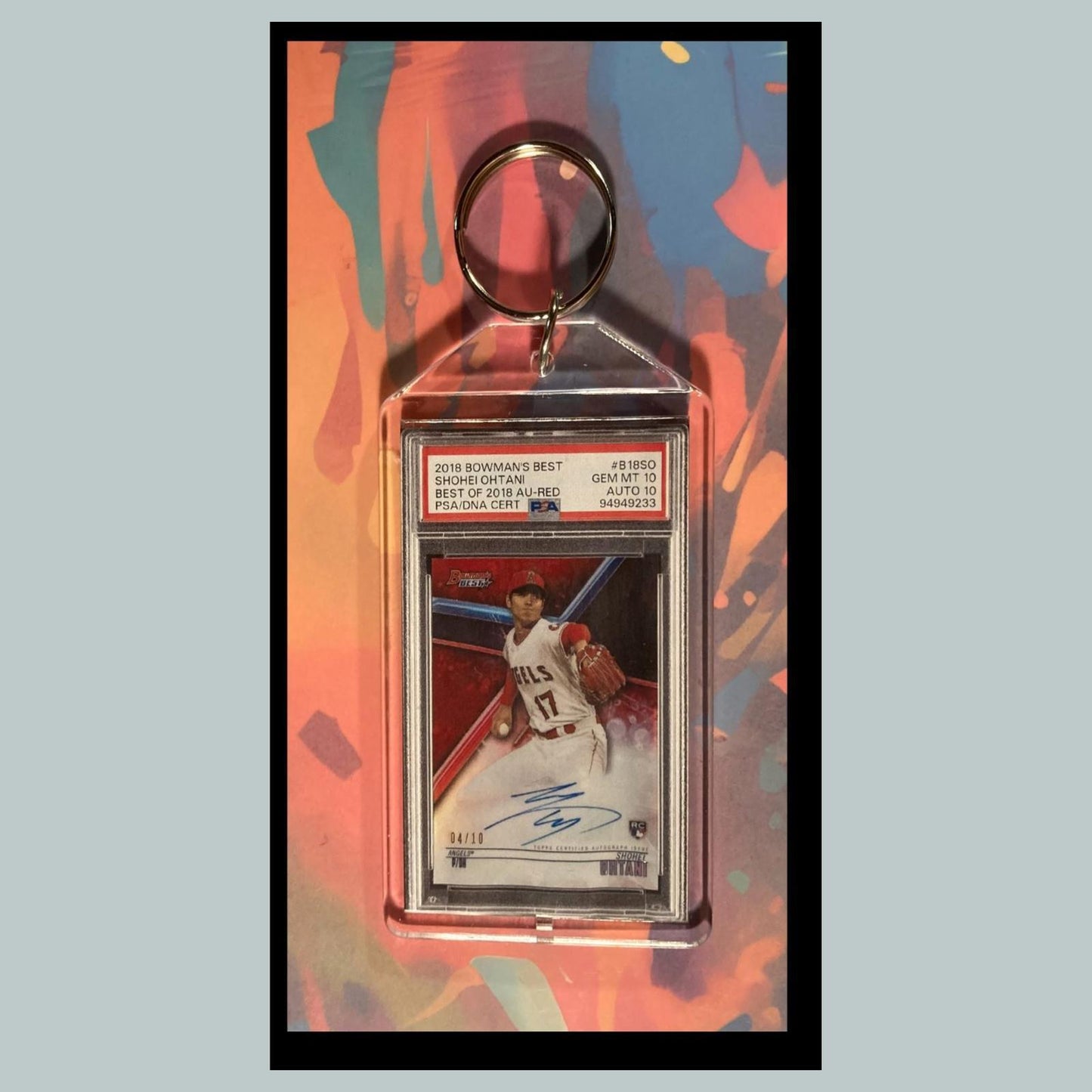 0068 Shohei Ohtani 2018 Bowman's Best Red Auto Custom Hand Made Novelty Keychain
