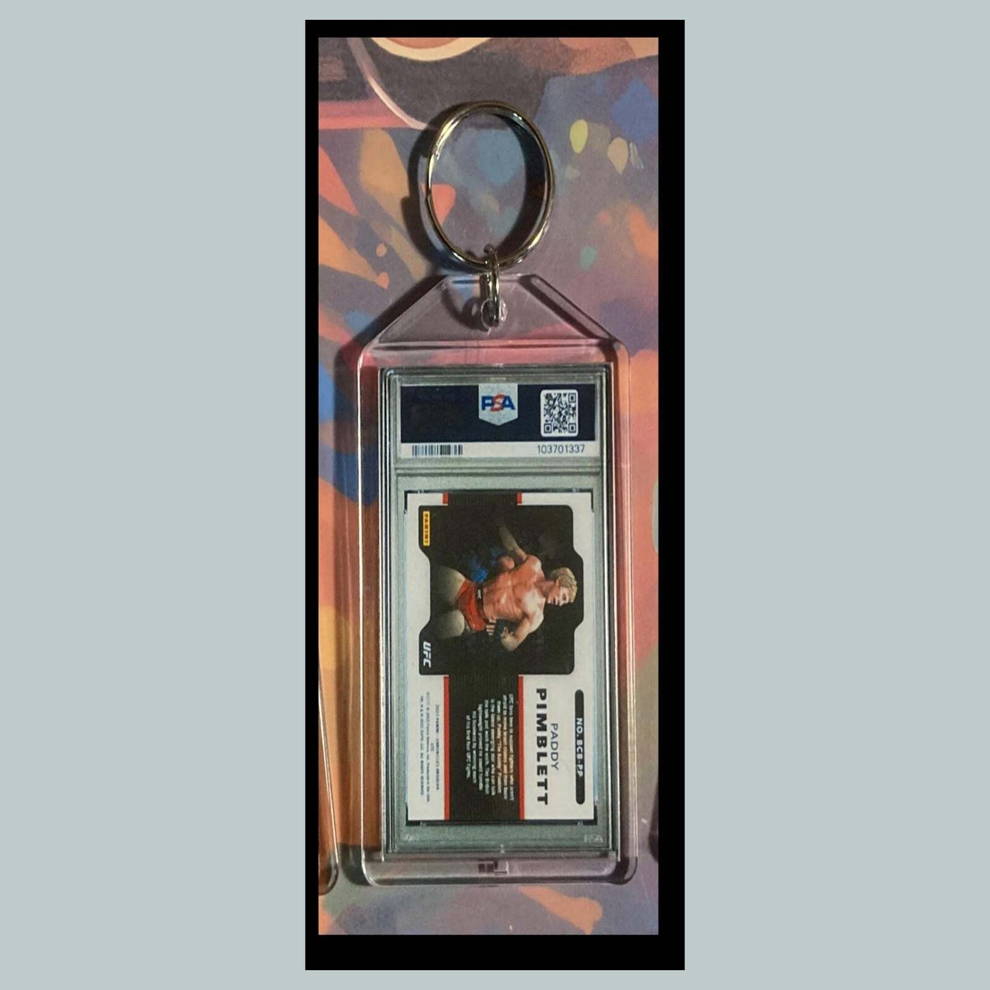 3455 Paddy Pimblett 2023 Panini Chronicles Color Blast Custom Hand Made Keychain MSC KYC
