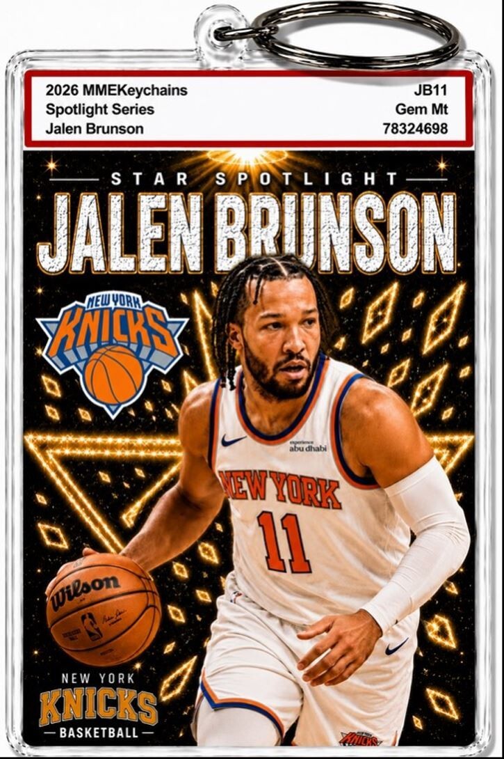 3983 Jalen Brunson Keychain Gold Spotlight Premium Keychain No Nameplate BKL KYC