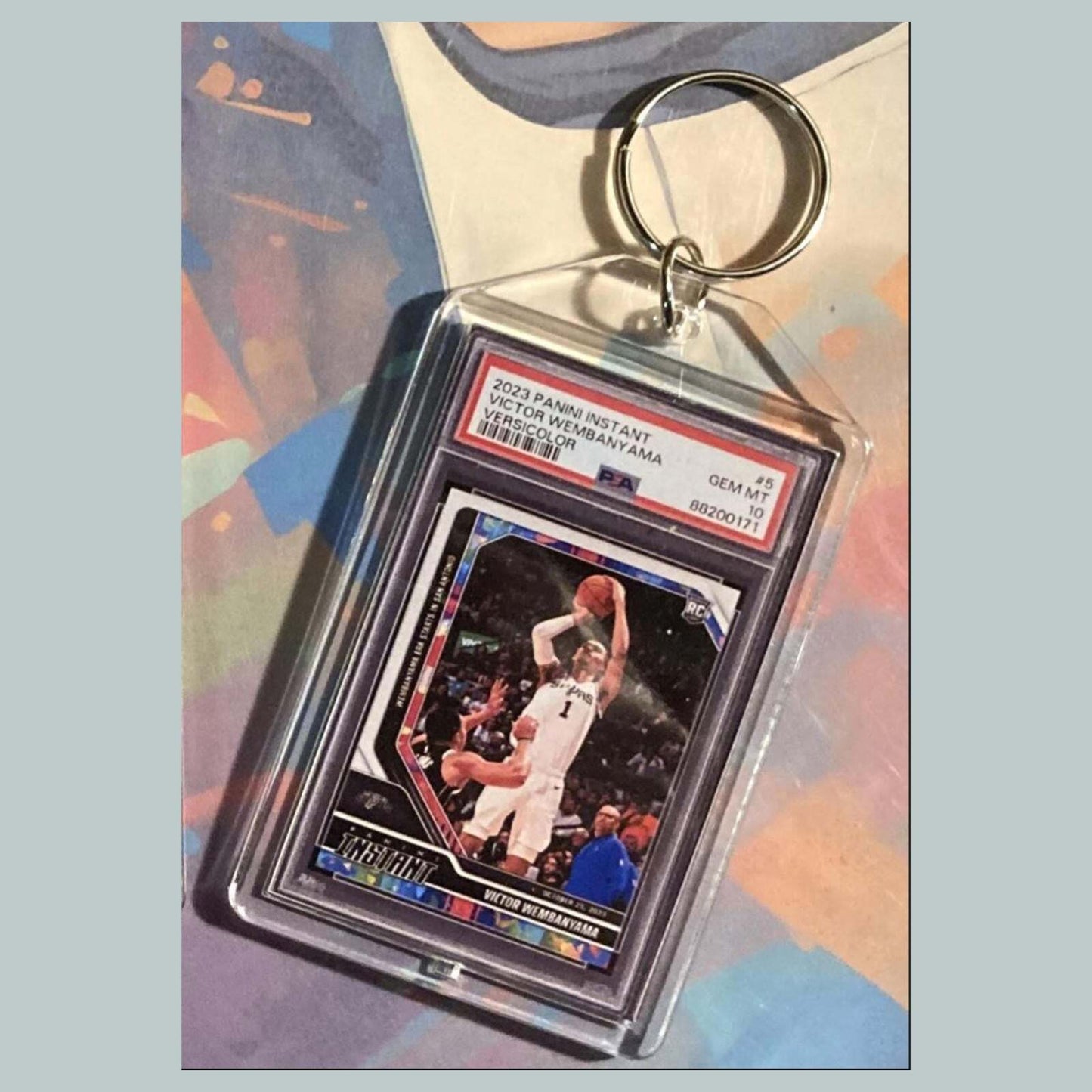 3546 2023 Panini Instant Victor Wembanyama Versicolor Custom Keychain Gift BKL KYC