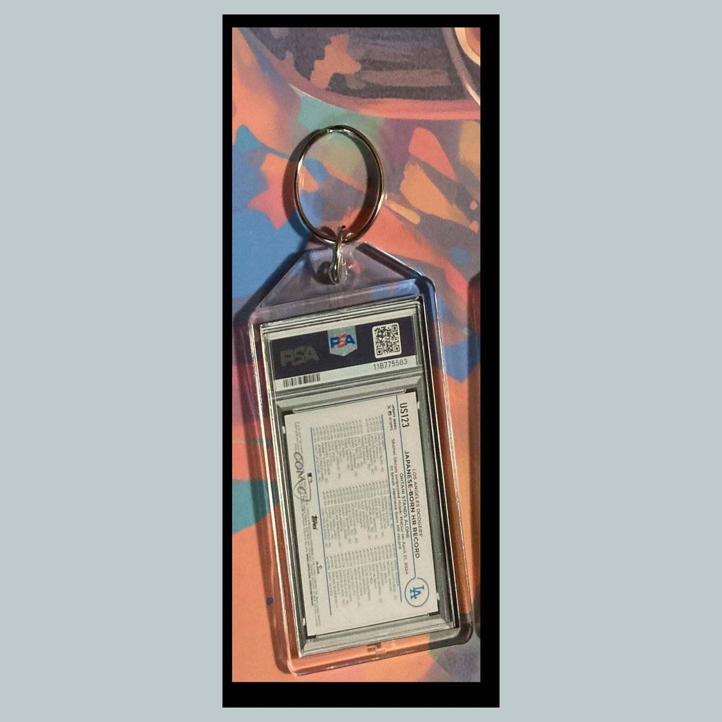 3460 Shohei Ohtani 2024 Update Japanese Born HR Record Silver Crackle Keychain BBL KYC
