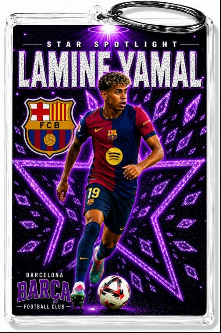 3998 Lamine Yamal Keychain Purple Spotlight Premium Keychain No Nameplate MSC KYC
