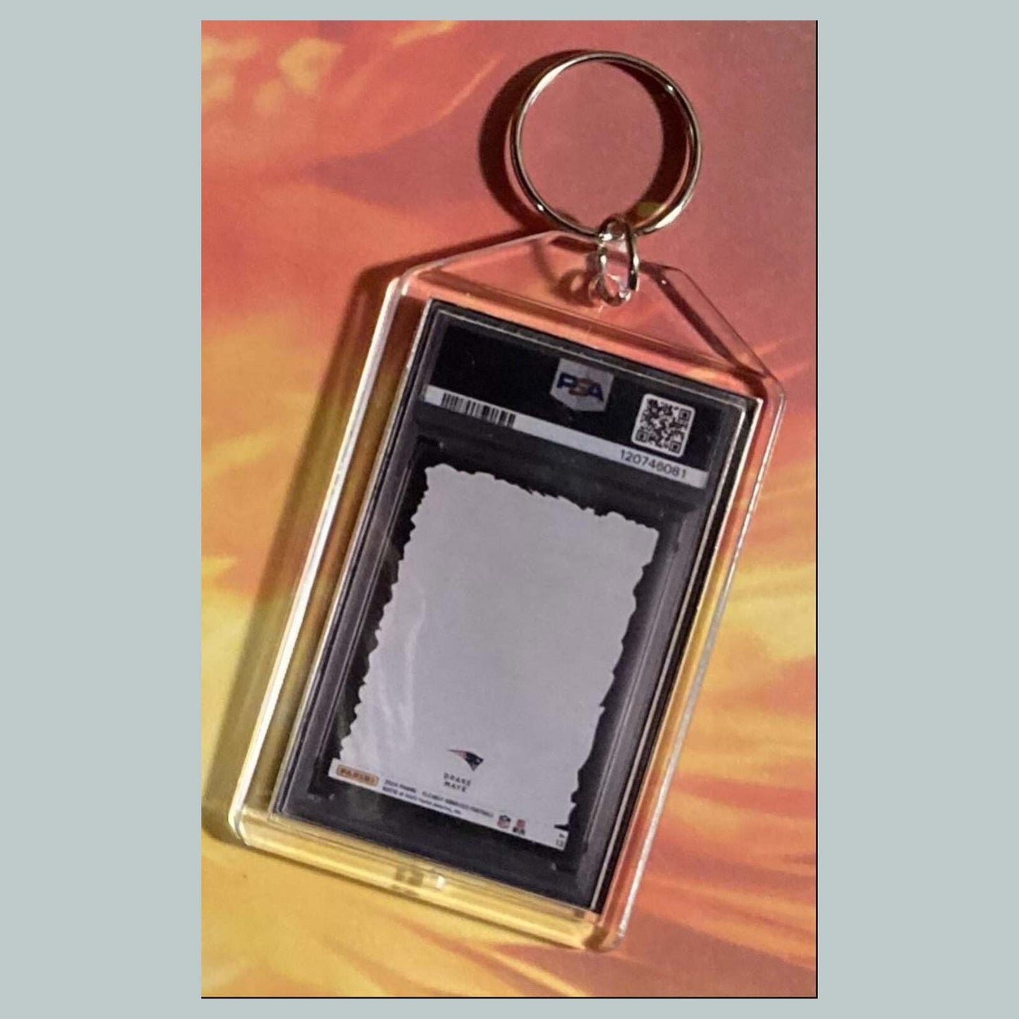3710 Drake Maye 2024 Clearly Donruss Downtown Custom Hand Made Keychain FBL