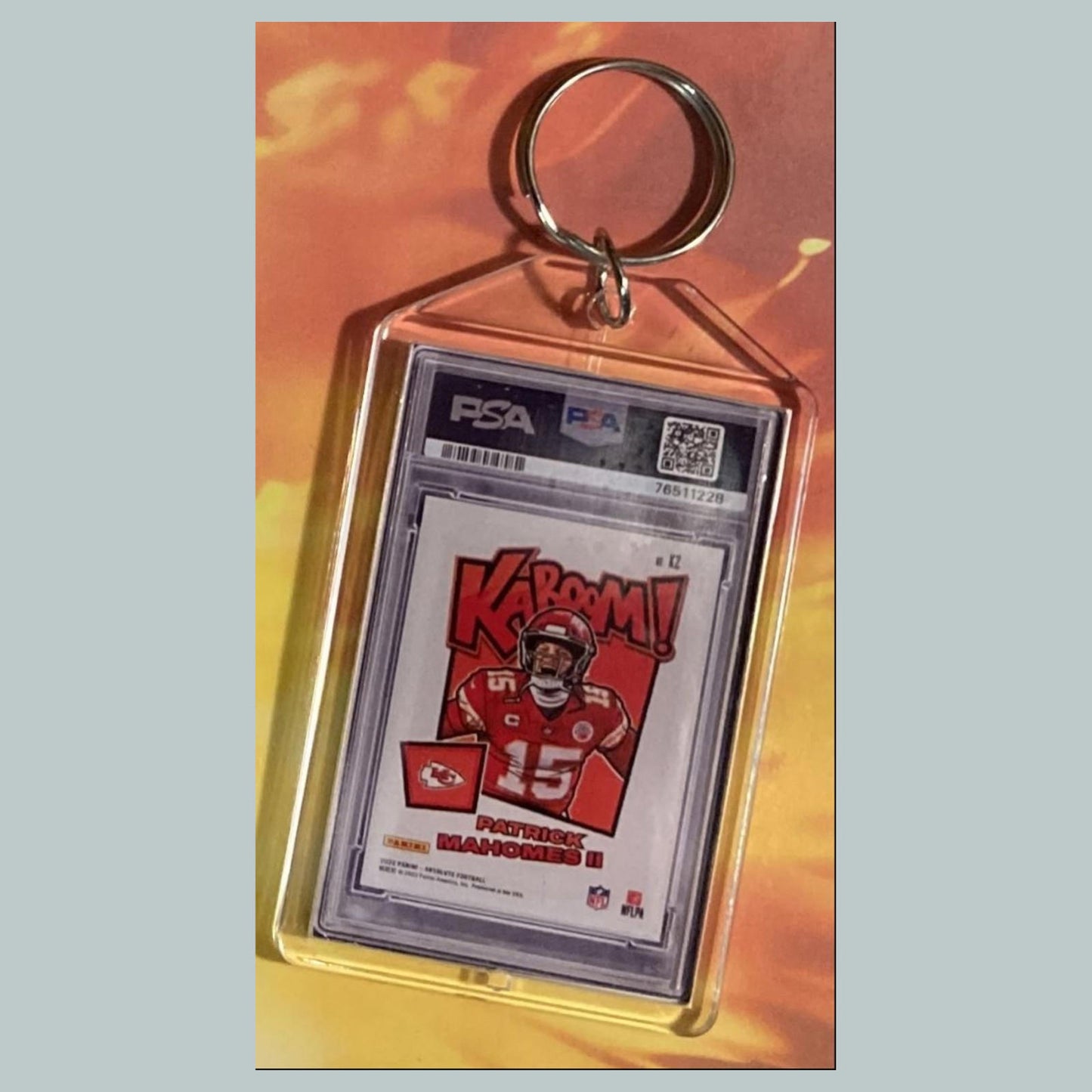 0656 Patrick Mahomes 2022 Panini Absolute Gold Kaboom Custom Keychain