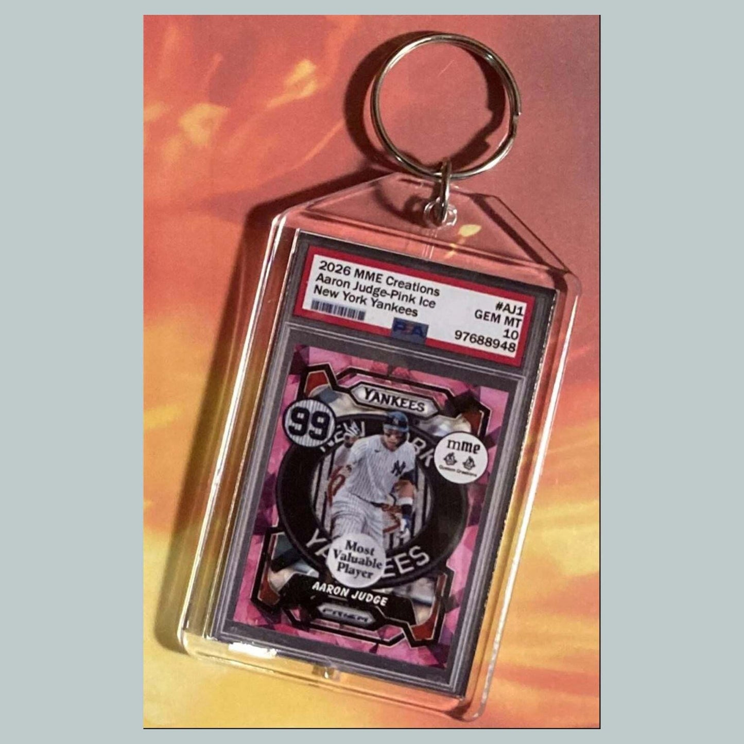 3756 Aaron Judge Pink Ice Custom Hand Made Keychain BBL KYC