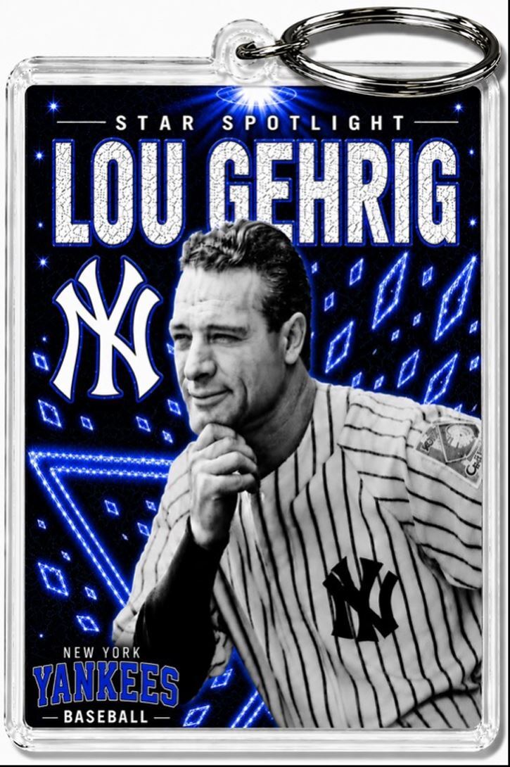 3796 Lou Gehrig Keychain Blue Spotlight Premium Keychain No Nameplate BBL KYC