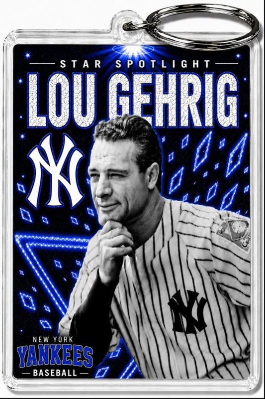 3796 Lou Gehrig Keychain Blue Spotlight Premium Keychain No Nameplate BBL KYC