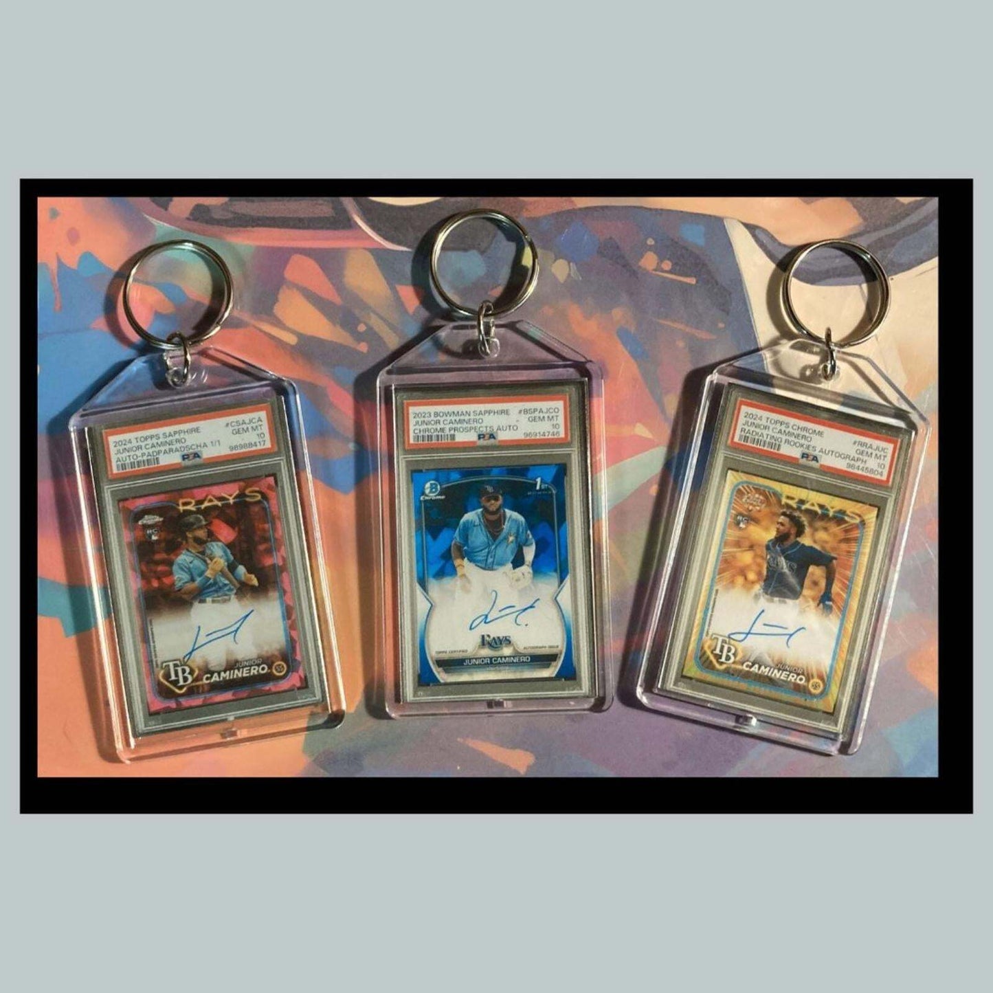 3406B Junior Caminero 3 Pack Bundle - 3 Different Custom Novelty Keychains -Gift BBL KYC