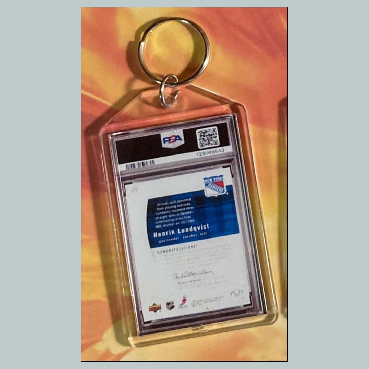 3662 Henrik Lundqvist 2005 SP Authentic Auto Custom Hand Made Keychain MSC KYC